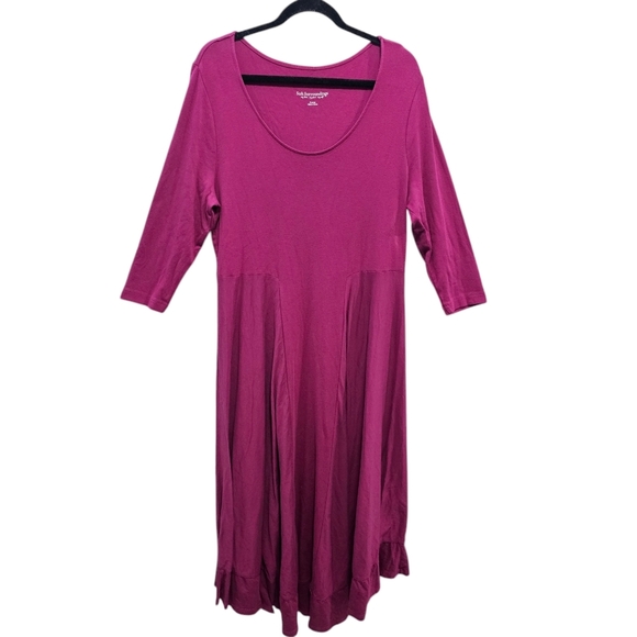 Soft Surroundings Deep Pink Flowing Maxi Dress 3/4 Sleeves Size XL Style 28105 - Picture 1 of 8